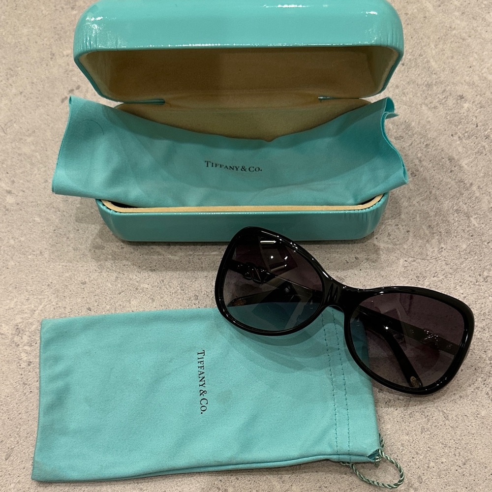 Tiffany & Co. Black Sunglasses with Turquoise Cases